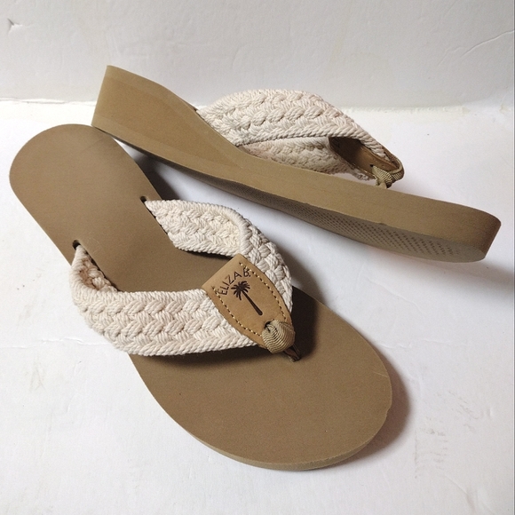 Eliza B. | Shoes | Eliza B Macrame Braide Flip Flop Wedge Sandals Size 9 |  Poshmark